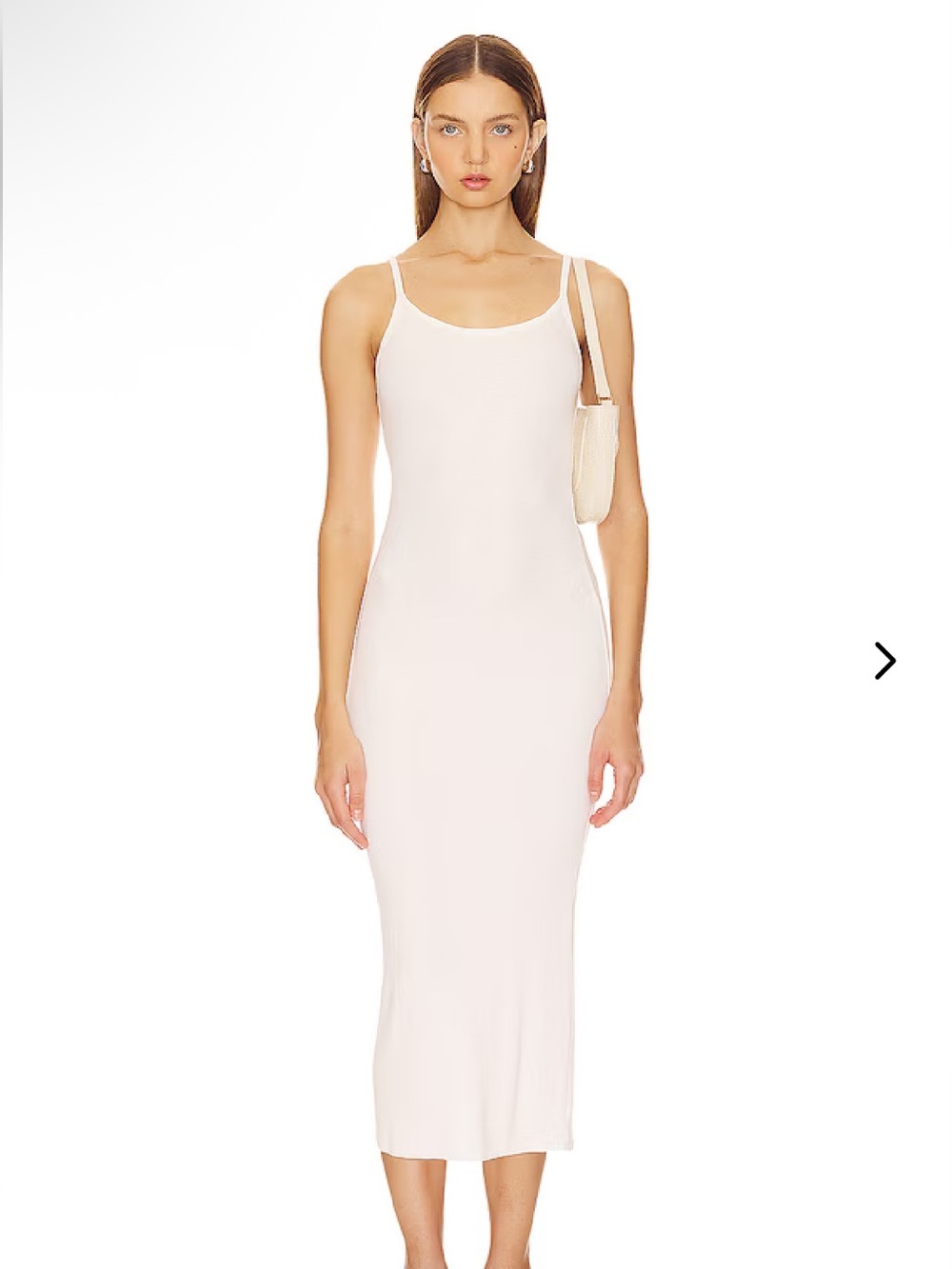 Lovers + Friends LUCY MIDI DRESS Cream Ribbed Scoop Neck Tank stretch Revolve S